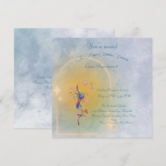 Magische feeëntuin verjaardagsuitnodiging kinder kaart (Voorkant / Achterkant)