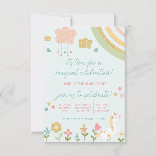 Magische feestdag, Unicorn, regenboogdag Kaart (Voorkant)