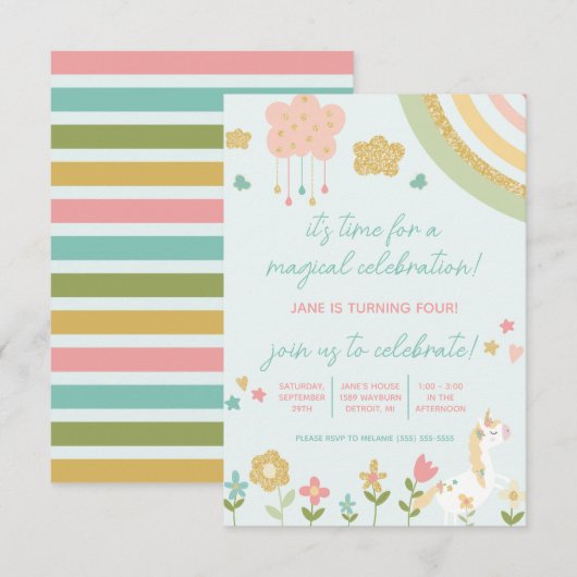 Magische feestdag, Unicorn, regenboogdag Kaart (Voorkant / Achterkant)