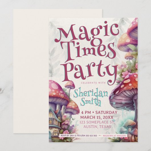 Magische Feesttijd Party Excentrieke Paddenstoelen Kaart (Voorkant / Achterkant)