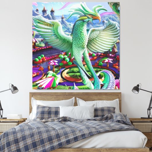 Magische Feniks Canvas Afdruk (Insitu (Slaapkamer))