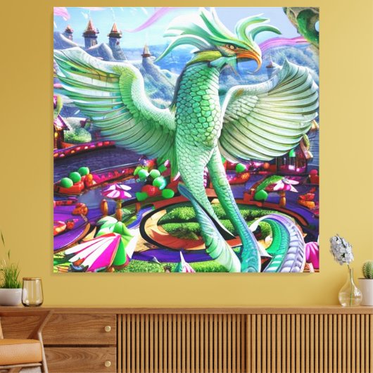 Magische Feniks Canvas Afdruk (Insitu (Woonkamer))