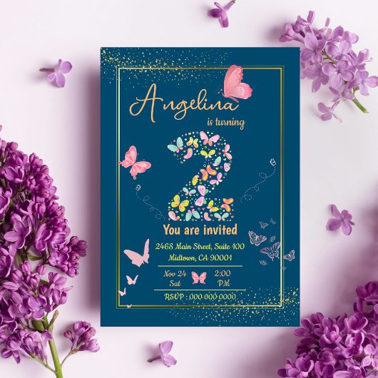 Magische fladderende vlinders schattige 2e verjaar kaart