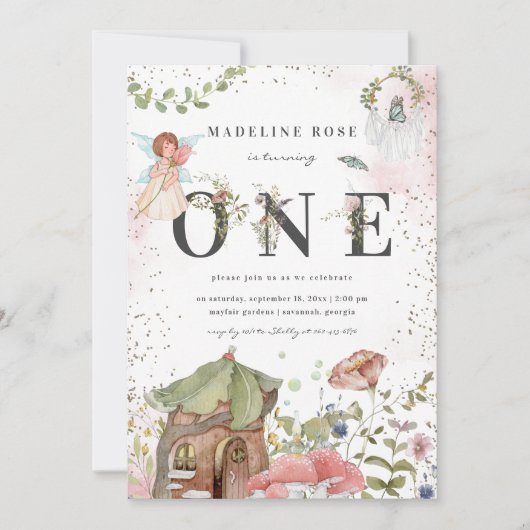 Magische Floral Fairy 1e verjaardag Kaart (Voorkant)