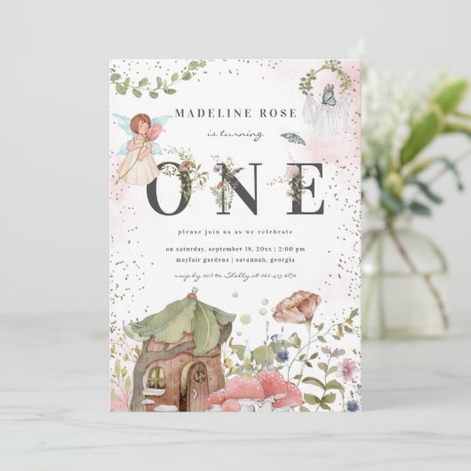 Magische Floral Fairy 1e verjaardag Kaart (Staand voorkant)