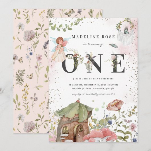 Magische Floral Fairy 1e verjaardag Kaart (Voorkant / Achterkant)