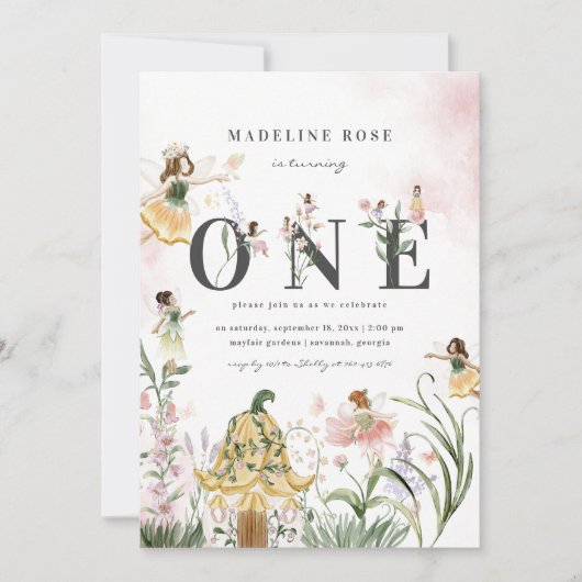 Magische Floral Fairy 1e verjaardag Kaart (Voorkant)