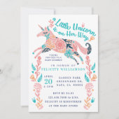 Magische Floral Unicorn Baby Girl Shower Kaart (Voorkant)