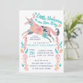 Magische Floral Unicorn Baby Girl Shower Kaart (Staand voorkant)