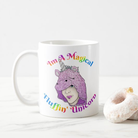 Magische fluffin Unicorn Classic Mok (Met donut)