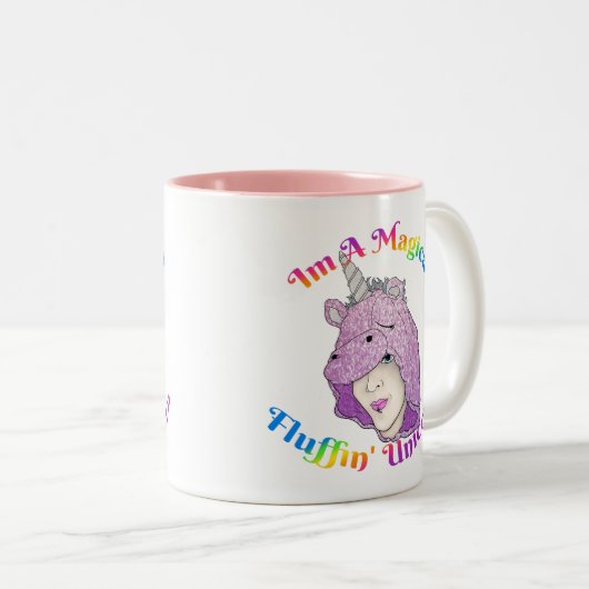 Magische fluffin Unicorn Two-Tone Mok (Voorkant rechts)