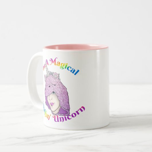 Magische fluffin Unicorn Two-Tone Mok (Voorkant links)