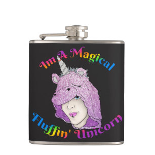 Magische fluffin Unicorn Vinyl Wrapped Kolf Heupfles