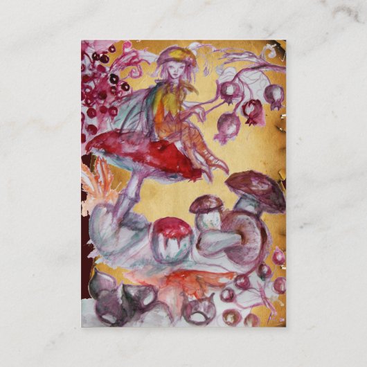 MAGISCHE FOLLET VAN Antiek MUSHROOMS-perkament Visitekaartje (Achterkant)