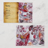 MAGISCHE FOLLET VAN Antiek MUSHROOMS-perkament Visitekaartje (Voorkant / Achterkant)