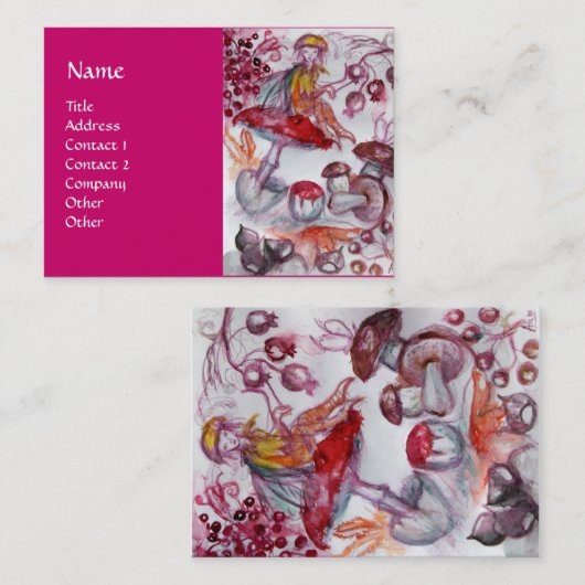MAGISCHE FOLLET VAN PADDENSTOELEN Fantasy roze Paa Visitekaartje (Voorkant / Achterkant)