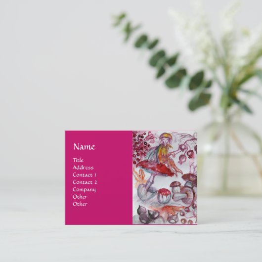 MAGISCHE FOLLET VAN PADDENSTOELEN Fantasy roze Paa Visitekaartje (Staand voorkant)