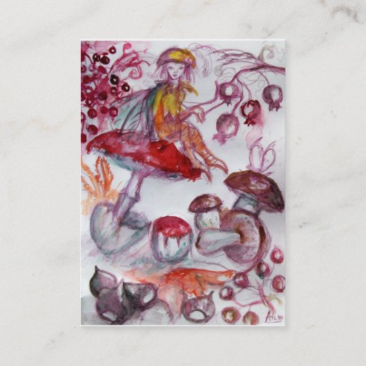 MAGISCHE FOLLET VAN PADDENSTOELEN Fantasy roze Paa Visitekaartje (Achterkant)