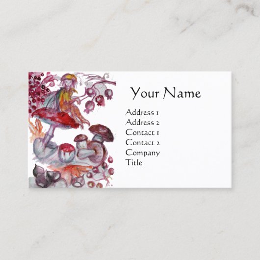 MAGISCHE FOLLET VAN PADDENSTOELEN Red White Fantas Visitekaartje (Voorkant)