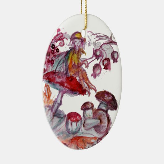 MAGISCHE FOLLET VAN PADDENSTOELEN Rood Witte Bloem Keramisch Ornament (Rechts)