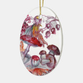 MAGISCHE FOLLET VAN PADDENSTOELEN Rood Witte Bloem Keramisch Ornament (Links)