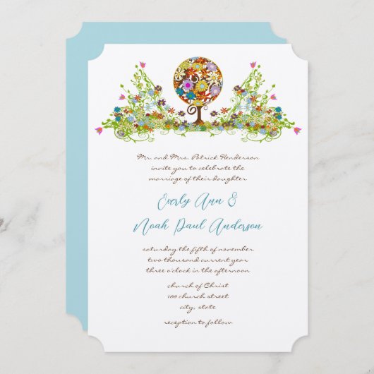 Magische Forest Circle of Love Wedding Invitations Kaart (Voorkant / Achterkant)