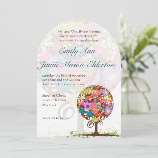 Magische Forest Circle of Love Wedding Invitations Kaart (Staand voorkant)