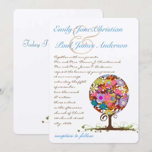 Magische Forest Circle of Love Wedding Invitations Kaart (Voorkant / Achterkant)