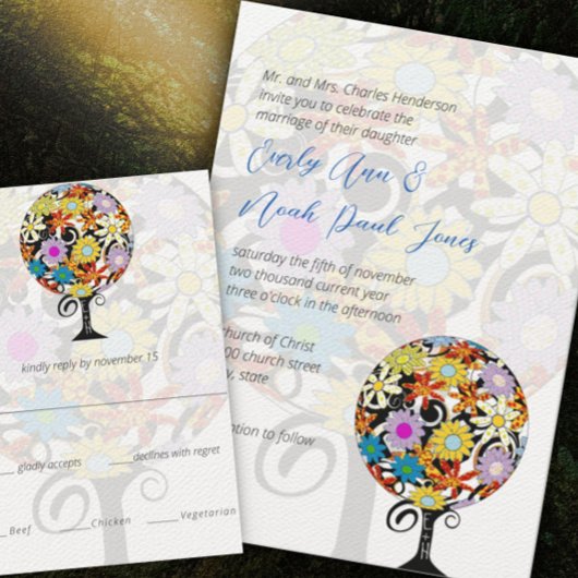 Magische Forest Circle of Love Wedding Invitations Kaart