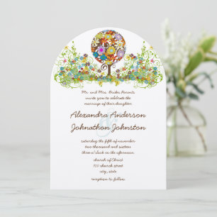 Magische Forest Circle of Love Wedding Invitations Kaart