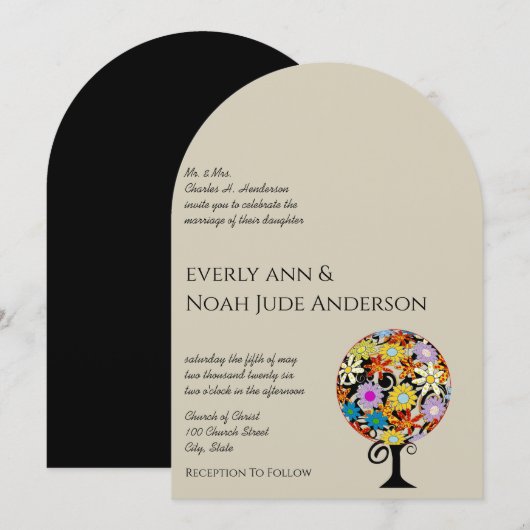 Magische Forest Circle of Love Wedding Invitations Kaart (Voorkant / Achterkant)