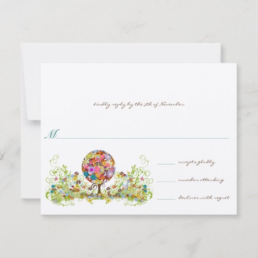 Magische Forest Circle of Love Wedding RSVP Kaart (Voorkant)