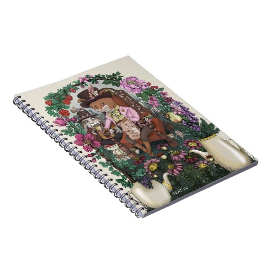 Magische Fox Mad Hatter Alice in Wonderland Art Notitieboek (Rechterzijde)