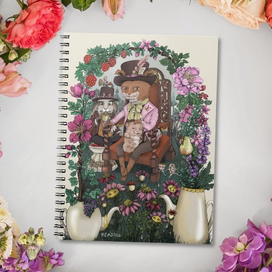 Magische Fox Mad Hatter Alice in Wonderland Art Notitieboek