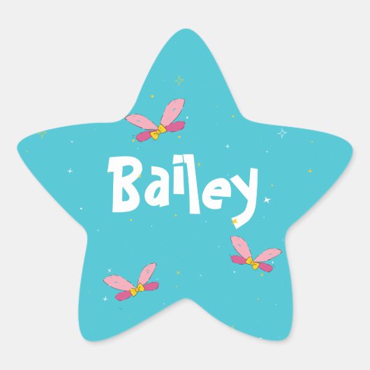Magische Fun Fairy Wings en Sparkles Blue Ster Sticker (Voorkant)