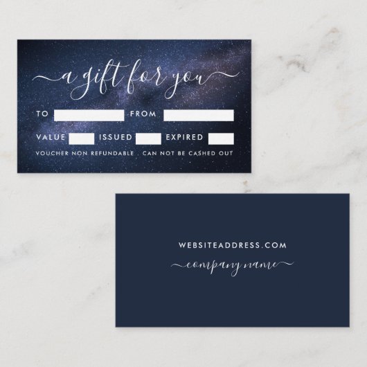 Magische galaxy Gift Certificate Cards Visitekaartje (Voorkant / Achterkant)