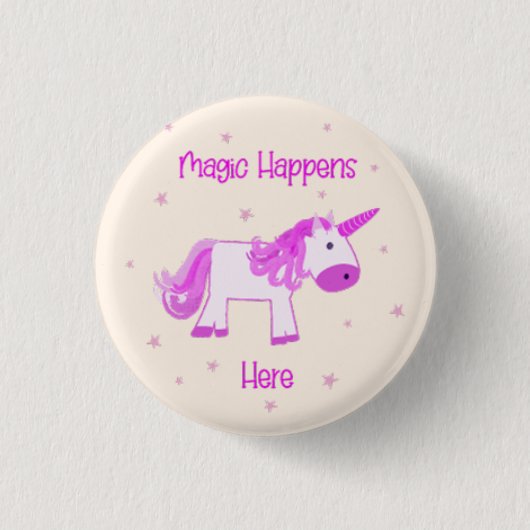Magische gebeurt hier Unicorn-Button Ronde Button 3,2 Cm (Voorkant)