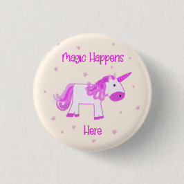 Magische gebeurt hier Unicorn-Button Ronde Button 3,2 Cm