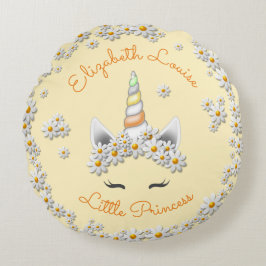 Magische Gele Eenhoorn Prinses Kroonkwekerij Rond Kussen