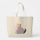 Magische Gelukkige Pluizige Kat Boodschappentas Grote Tote Bag (Achterkant)