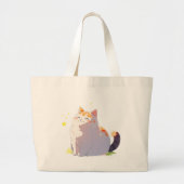 Magische Gelukkige Pluizige Kat Boodschappentas Grote Tote Bag (Voorkant)