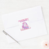 Magische, gepersonaliseerde eenhoorn vierkante sticker (Envelop)
