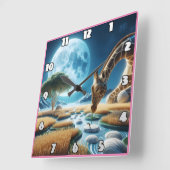 Magische giraf onder een stralende maan vierkante klok (Hoek)