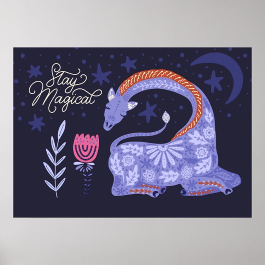 Magische Giraffe Folk Art Poster (Voorkant)