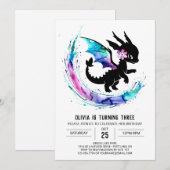 Magische Girly Dragon Digitale Meisje Verjaardag Kaart (Voorkant / Achterkant)