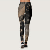 Magische glanzende gouden sterren en keh lampjes leggings (Achterkant)