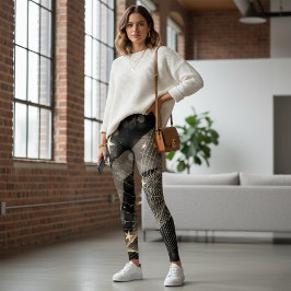 Magische glanzende gouden sterren en keh lampjes leggings