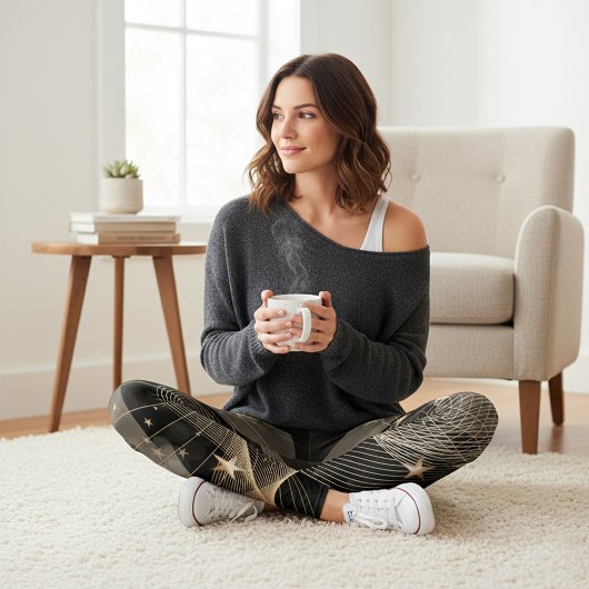 Magische glanzende gouden sterren en keh lampjes leggings