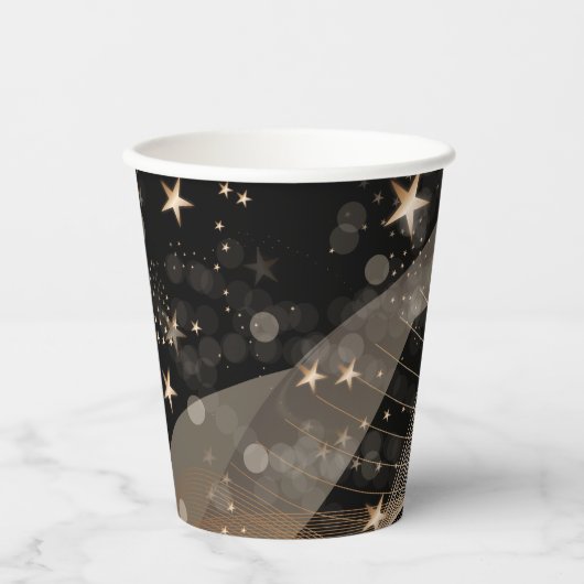 Magische glanzende gouden sterren en keh lampjes papieren bekers (Voorkant)