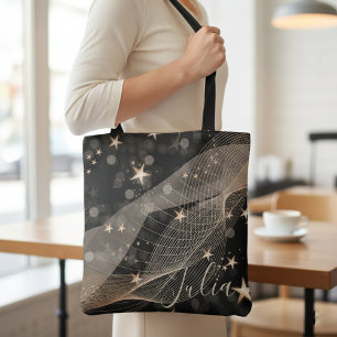 Magische glanzende gouden sterren en keh lampjes tote bag
